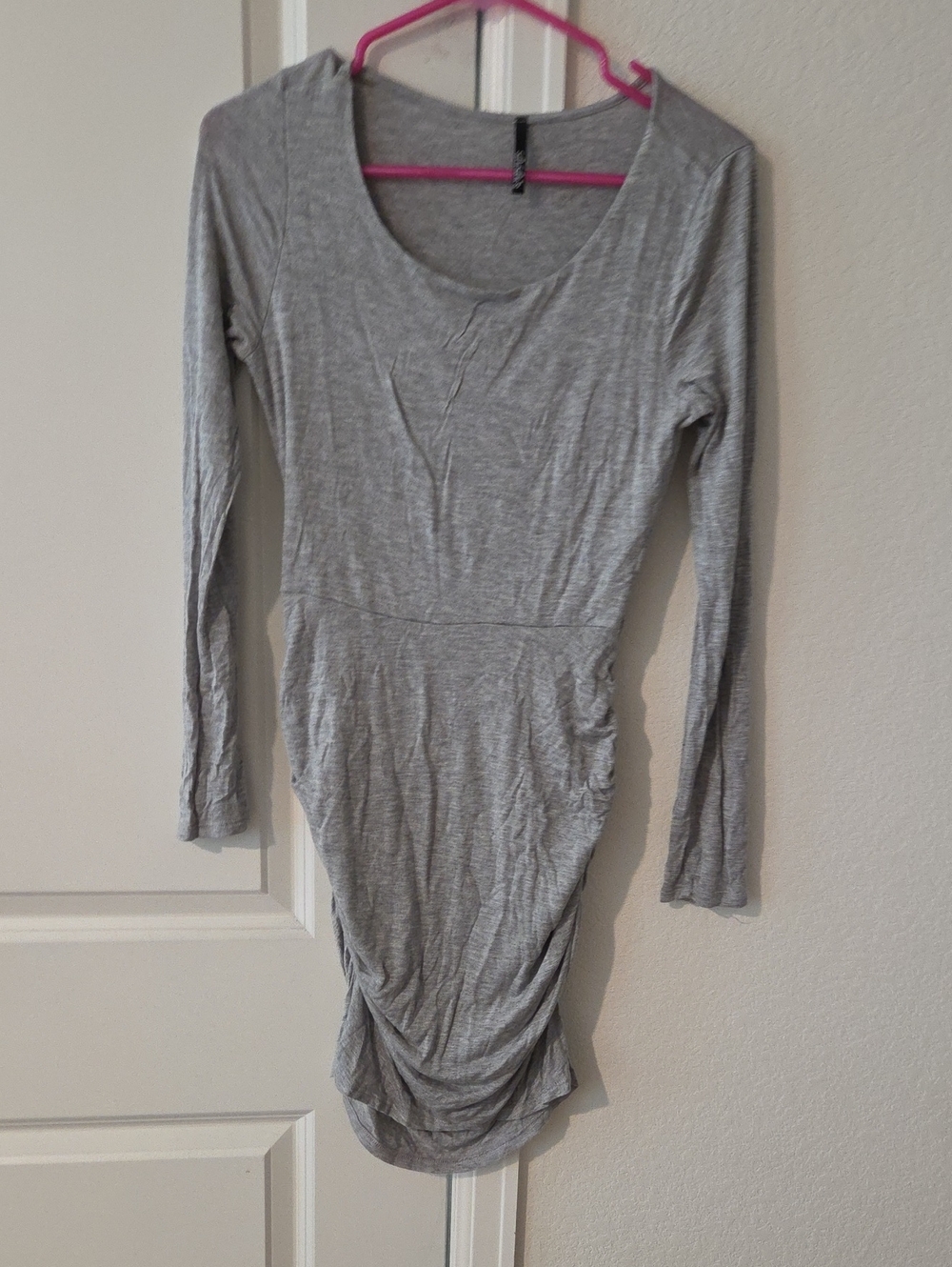 Gray Long Sleeve Ruched Women’s Dress- Good Maternity Dress Too!